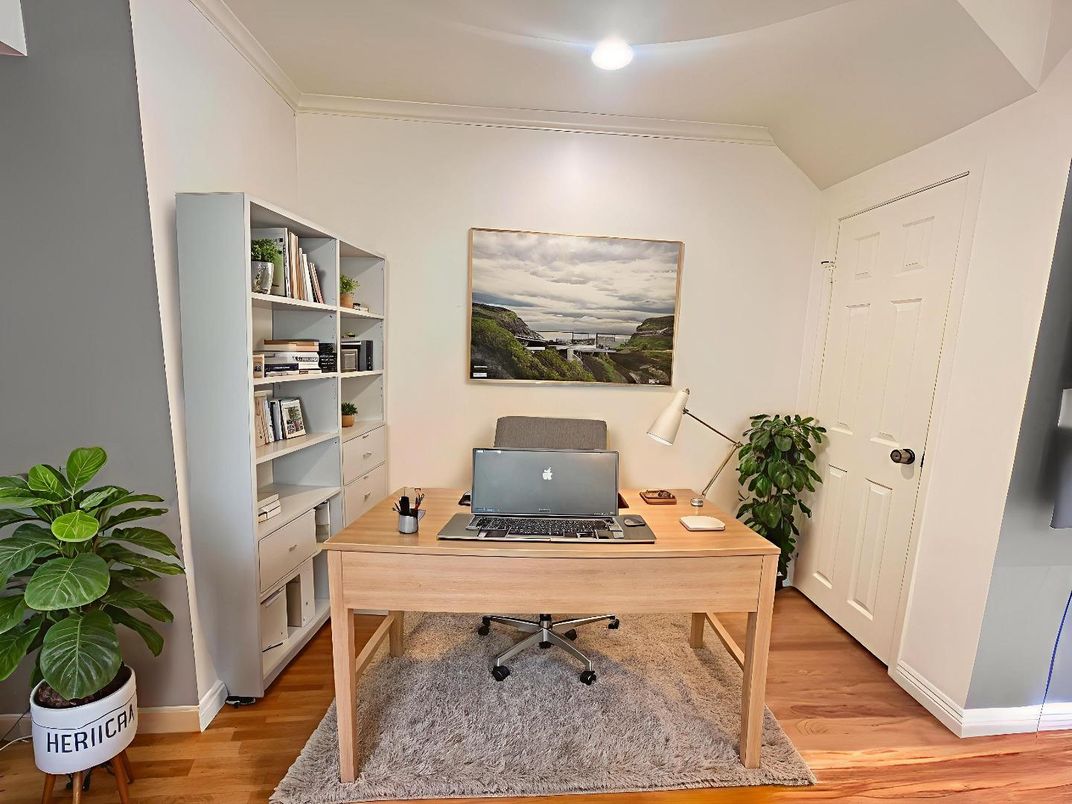 Home Office, Interior, Recessed Lighting, Wood Texture Flooring