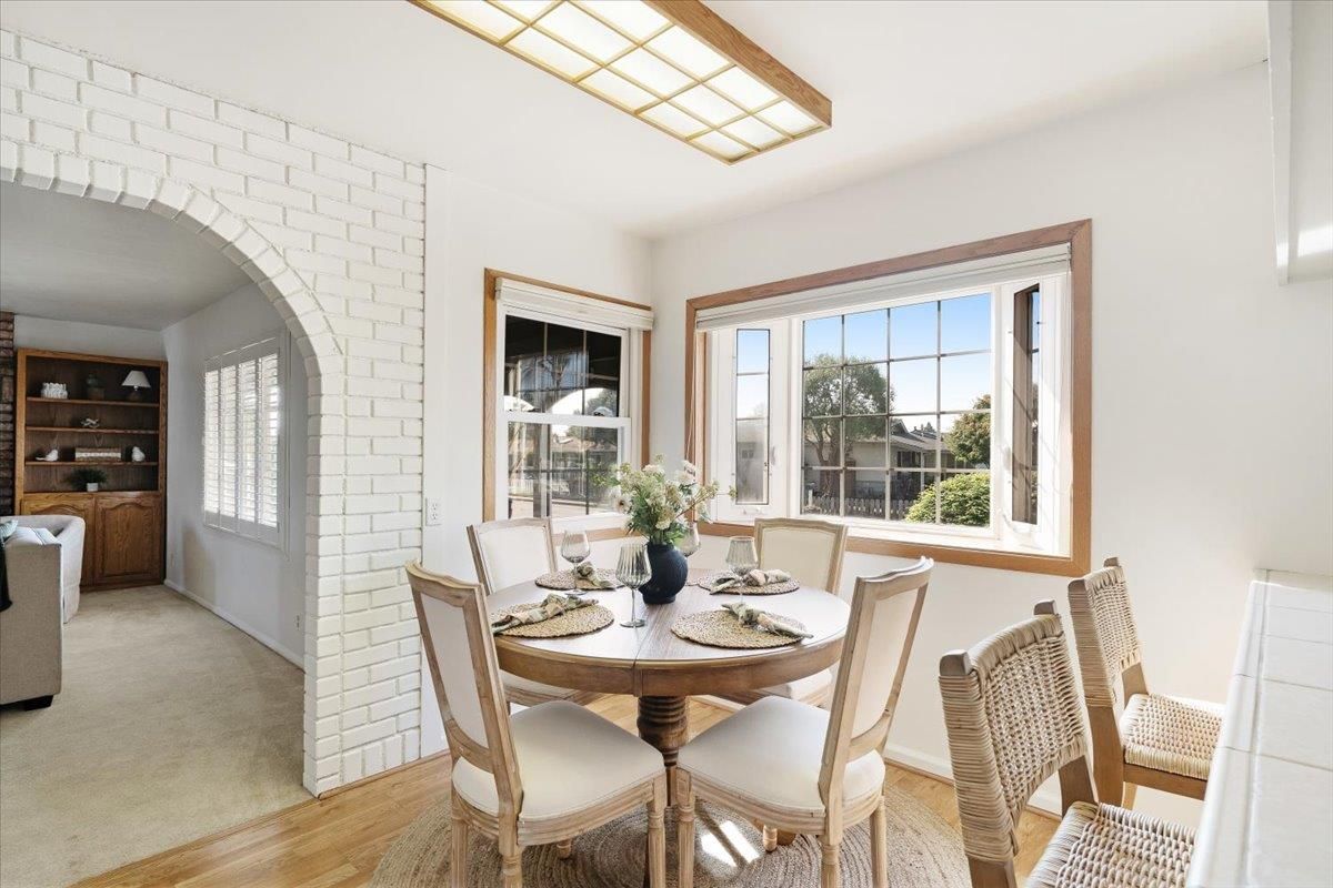 Dining room, Interior, Stone Walls, Wood Texture Flooring