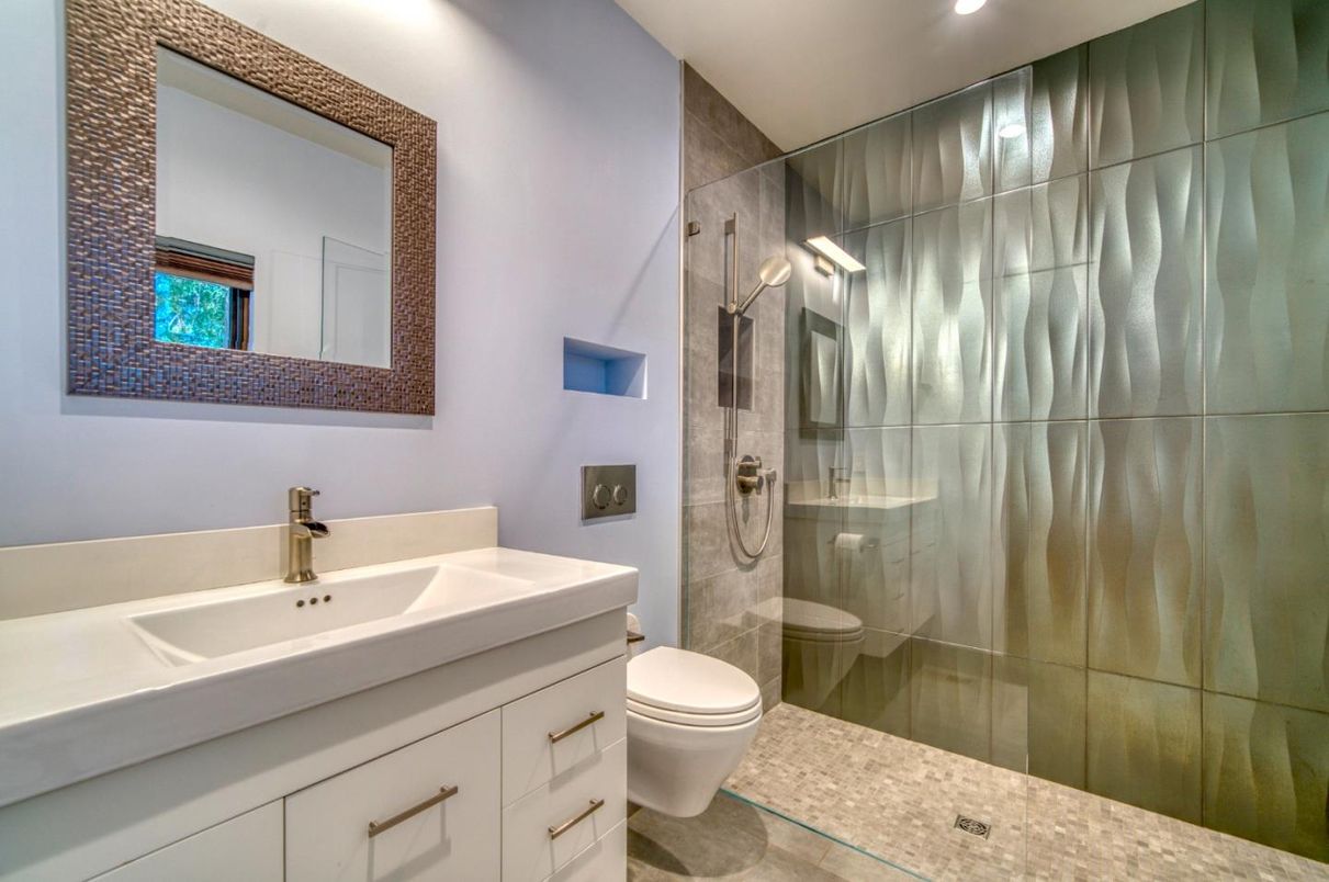 Bathroom, Glass Shower, Interior, Recessed Lighting