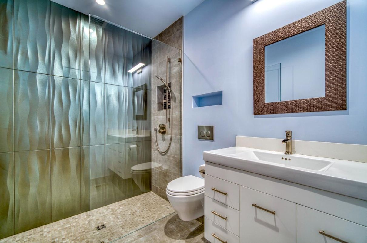 Bathroom, Glass Shower, Interior, Recessed Lighting