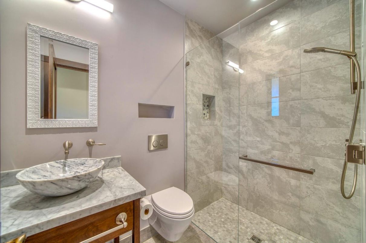 Bathroom, Glass Shower, Interior, Recessed Lighting