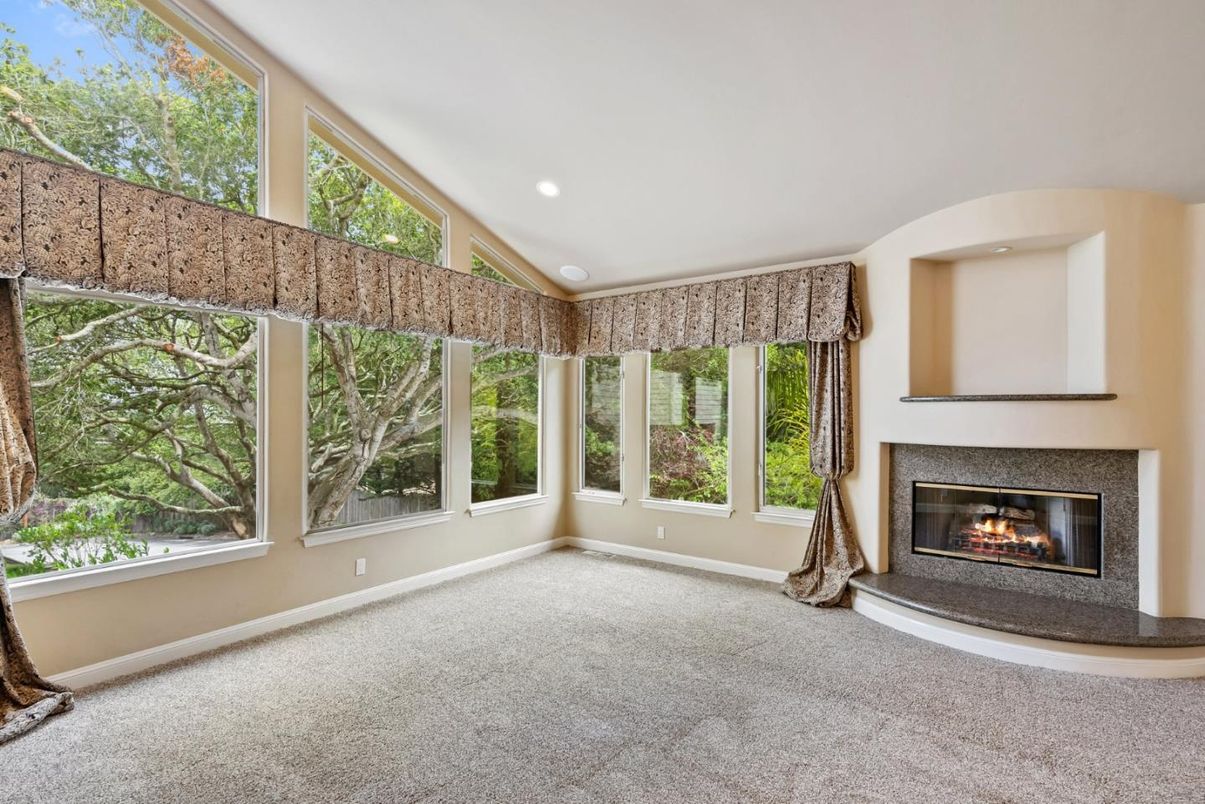 Empty room, Fireplace, Interior, Recessed Lighting, Sun Room