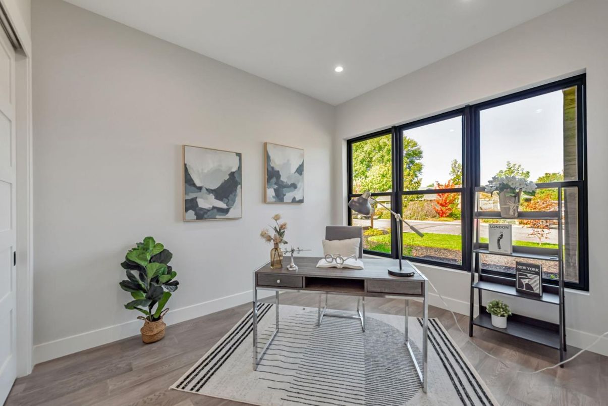 Home Office, Interior, Recessed Lighting, Wood Texture Flooring
