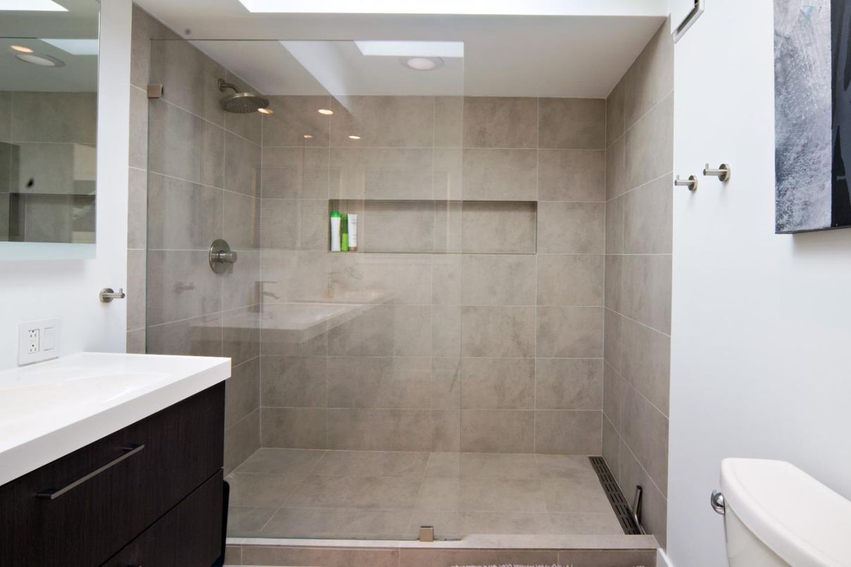Bathroom, Glass Shower, Interior, Recessed Lighting