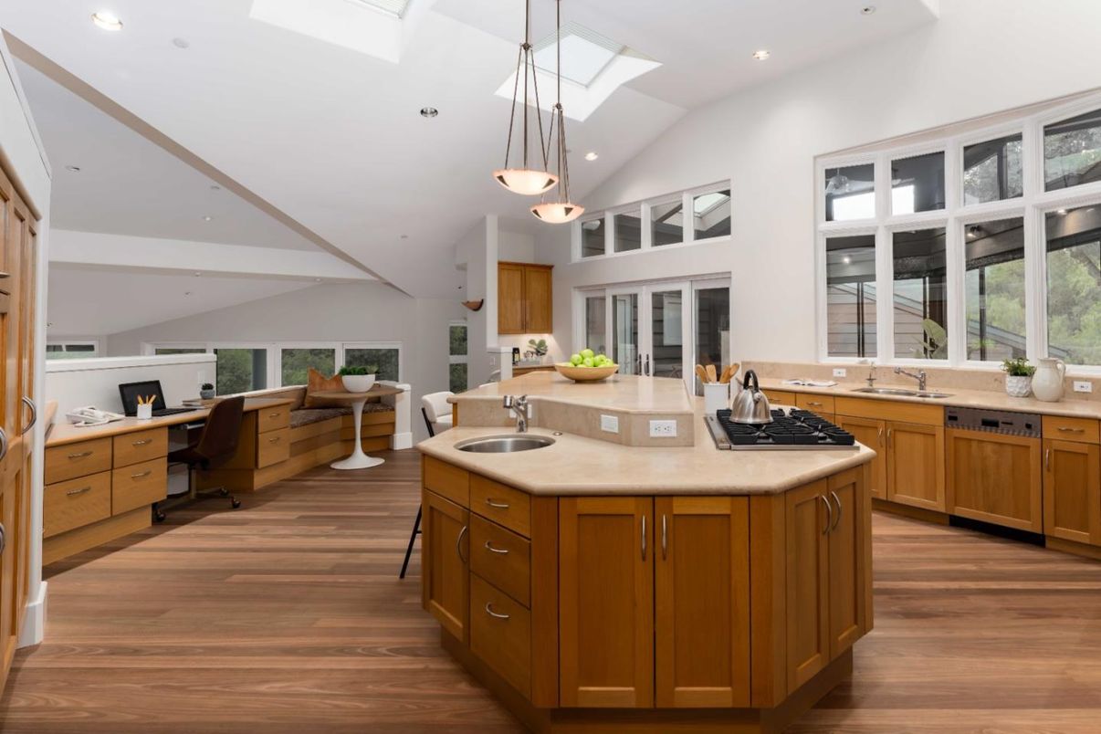 Interior, Kitchen, Pendant Lights, Recessed Lighting, Wood Texture Flooring