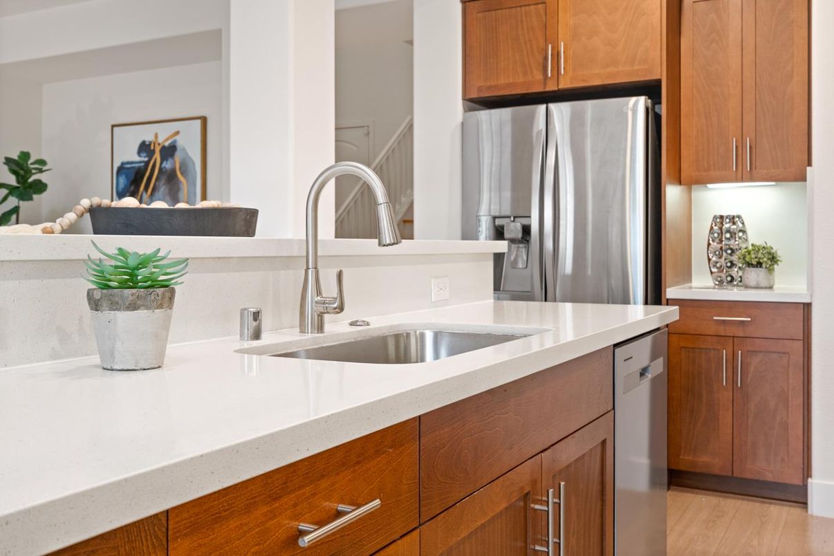 Interior, Kitchen, Stainless Steel Appliances, Wood Texture Flooring