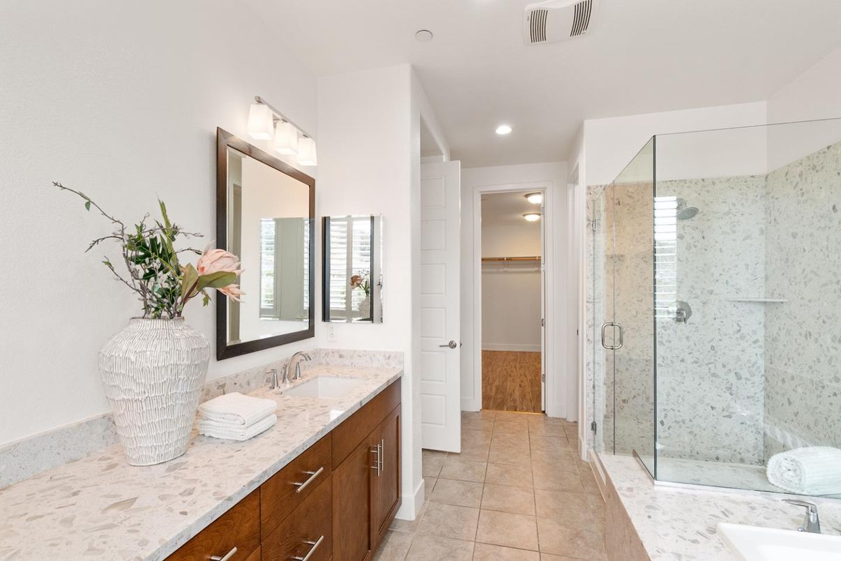Bathroom, Dual Sink Vanities, Glass Shower, Interior, Recessed Lighting