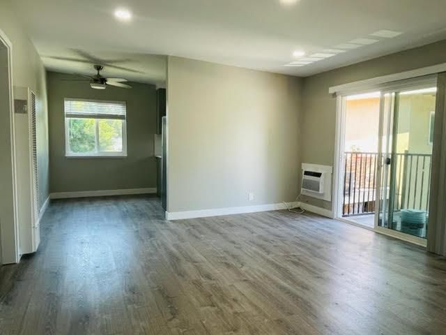 Empty room, Fireplace, Interior, Recessed Lighting, Wood Texture Flooring