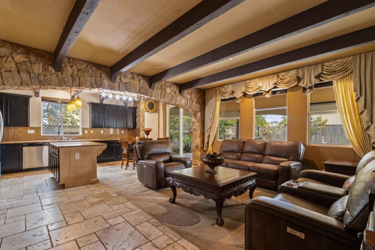 Home Theatre Room, Interior, Kitchen, Living room, Stone Walls, Wooden Beams