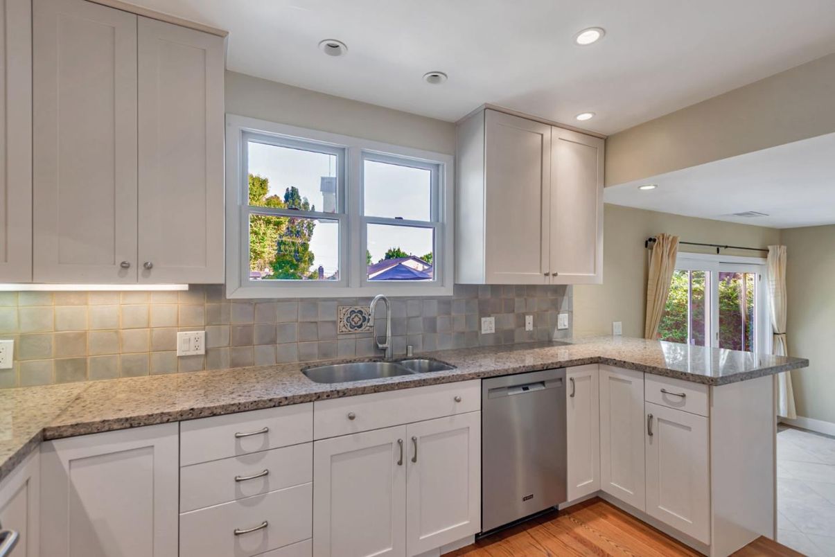 Interior, Kitchen, Recessed Lighting, Wood Texture Flooring