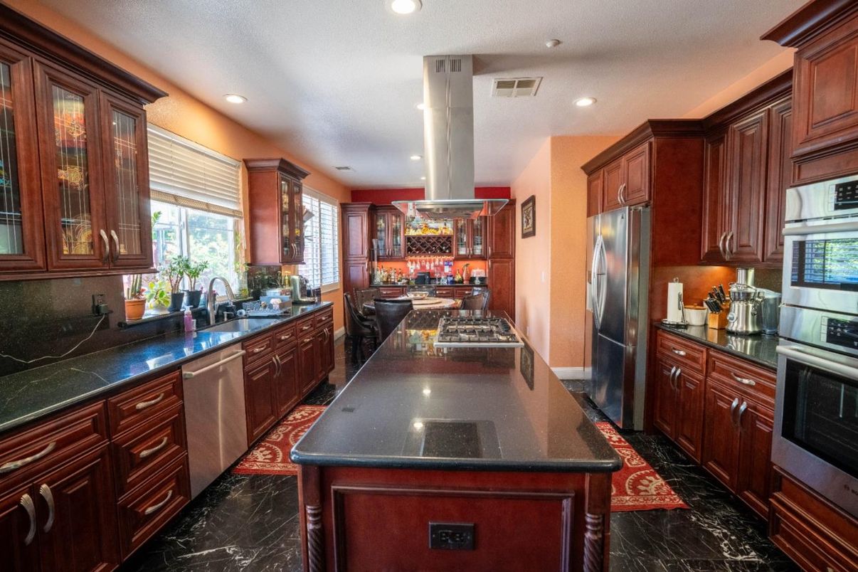 Interior, Kitchen, Marble, Recessed Lighting, Stainless Steel Appliances