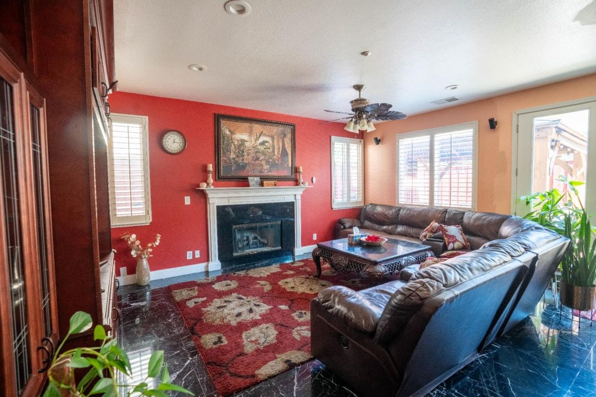 Fireplace, Interior, Living room, Marble, Recessed Lighting