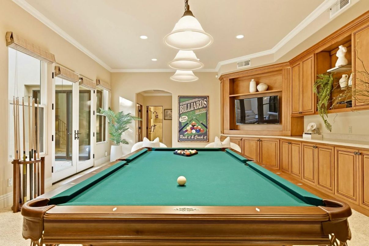 Billiard Table, Game Room, Interior, Pendant Lights, Recessed Lighting