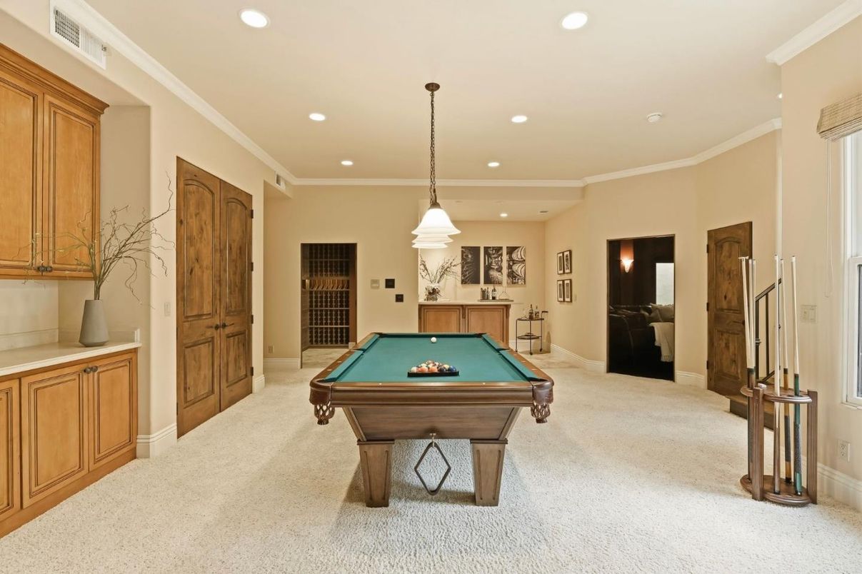 Billiard Table, Game Room, Interior, Pendant Lights, Recessed Lighting