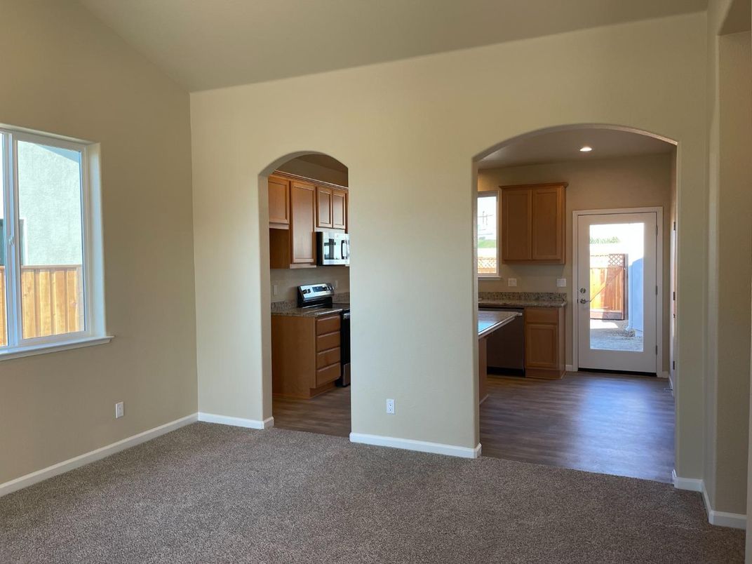Empty room, Interior, Kitchen, Recessed Lighting, Wood Texture Flooring