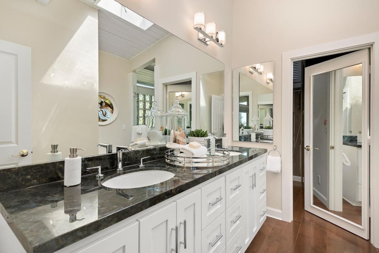 Bathroom, Dual Sink Vanities, Interior, Wood Texture Flooring