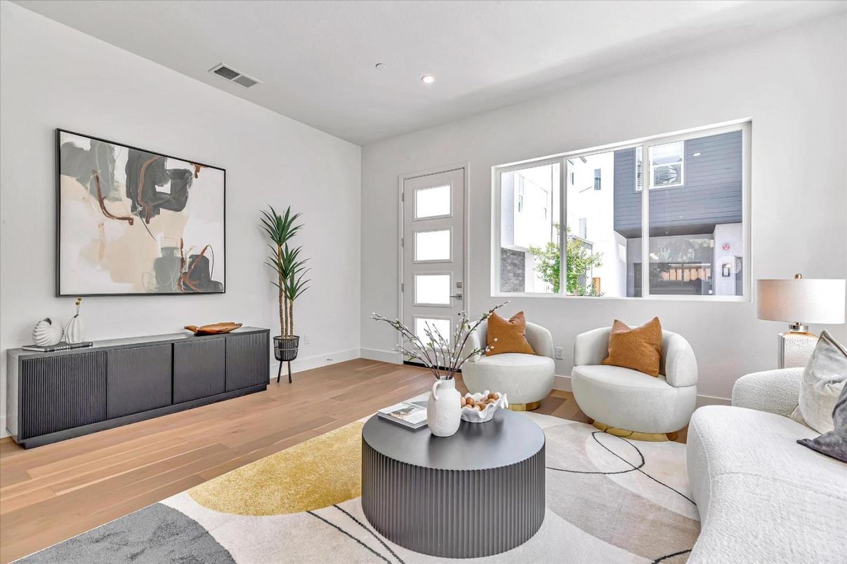 Interior, Living room, Recessed Lighting, Wood Texture Flooring