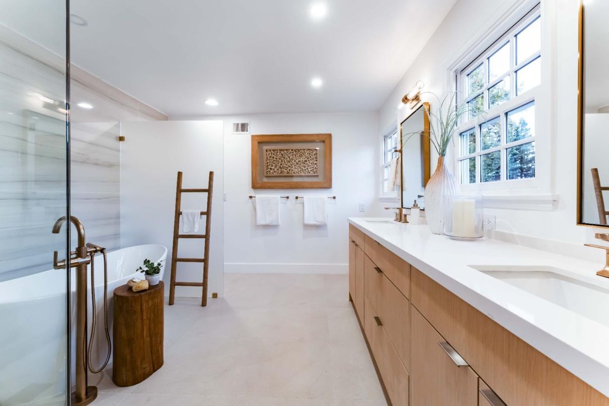 Bathroom, Dual Sink Vanities, Glass Shower, Interior, Recessed Lighting