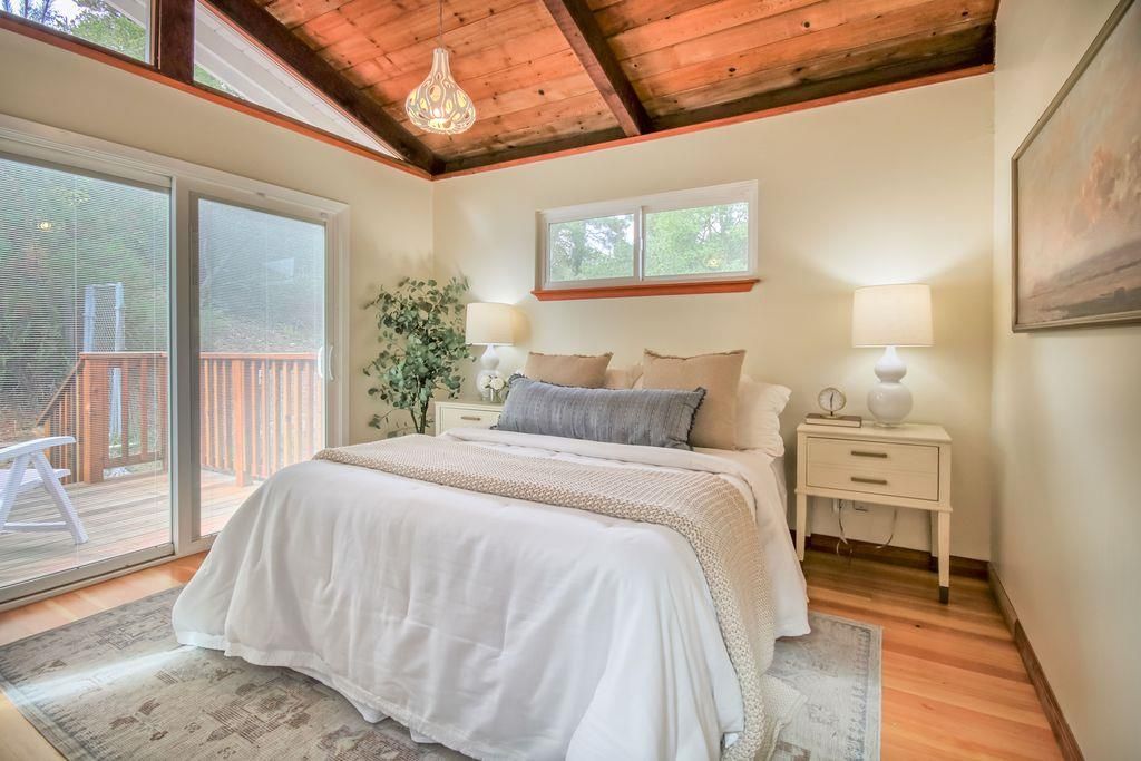 Bedroom, Interior, Pendant Lights, Wooden Beams, Wooden Ceilings, Wood Texture Flooring