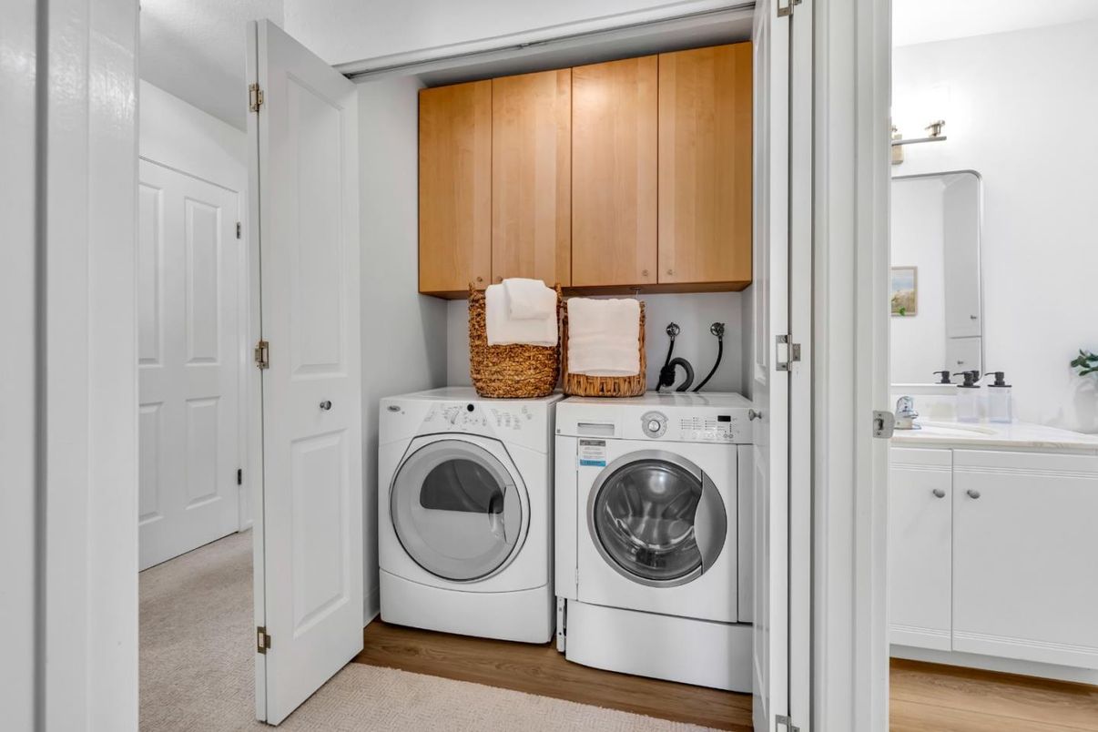 Interior, Washer, Wood Texture Flooring