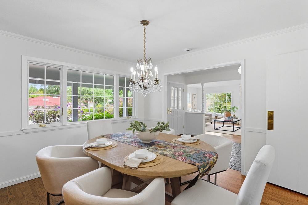 Chandelier, Dining room, Interior, Wood Texture Flooring