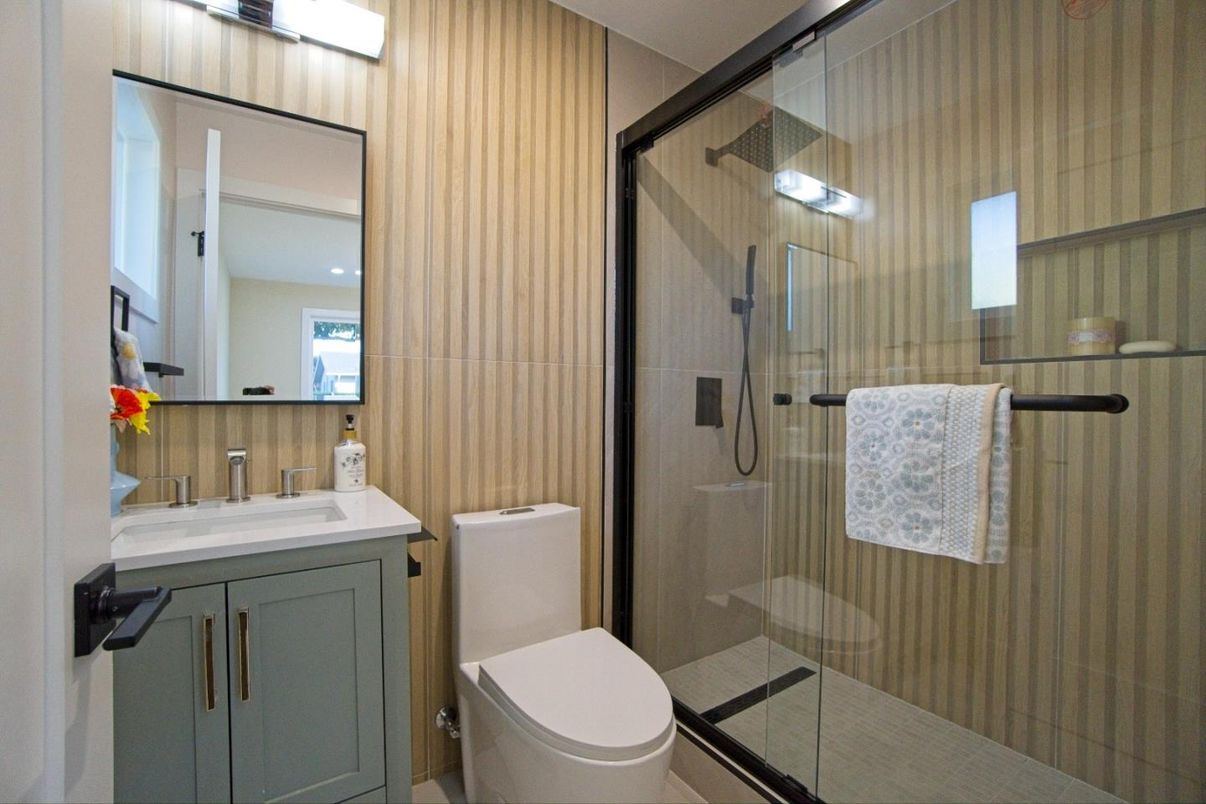 Bathroom, Glass Shower, Interior, Recessed Lighting