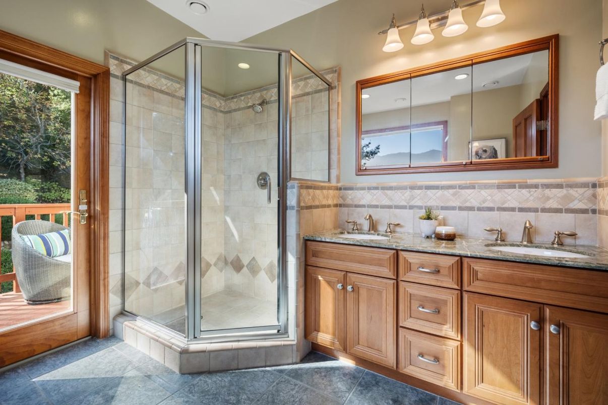Bathroom, Dual Sink Vanities, Glass Shower, Interior, Recessed Lighting