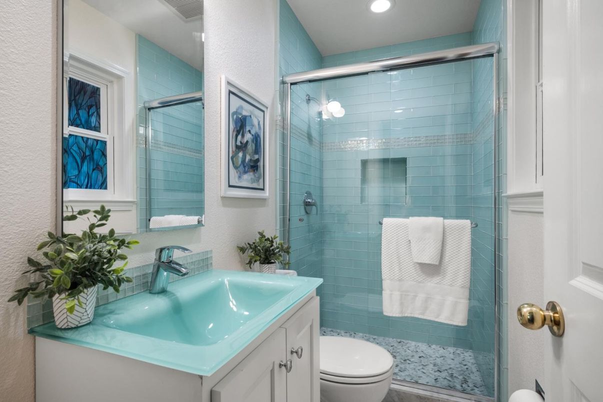 Bathroom, Glass Shower, Interior, Recessed Lighting