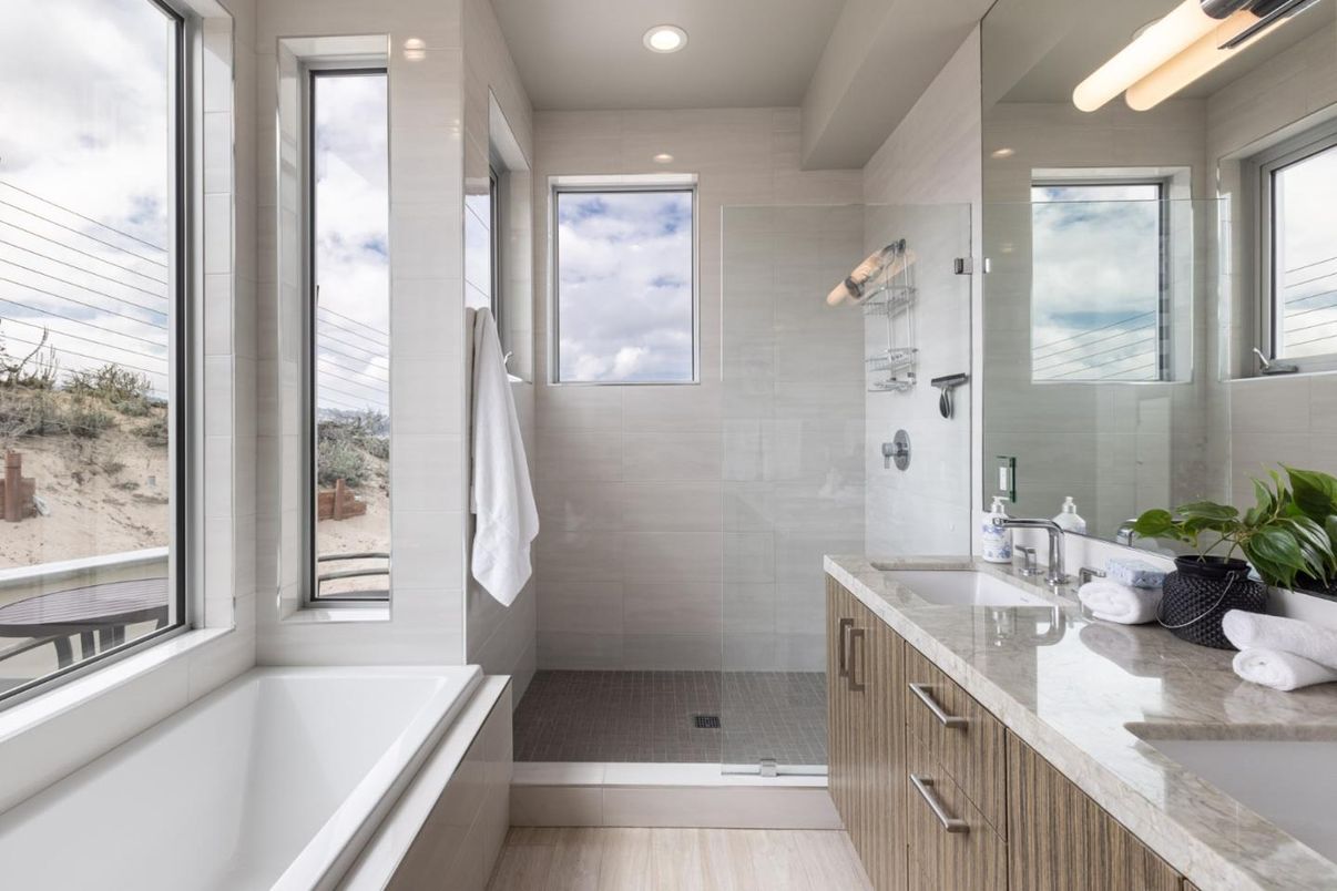 Bathroom, Dual Sink Vanities, Glass Shower, Interior, Recessed Lighting