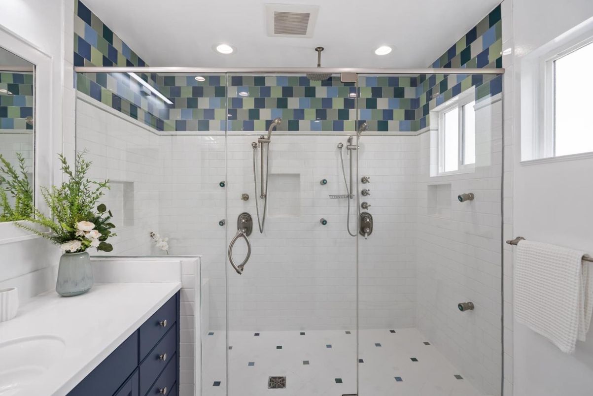 Bathroom, Glass Shower, Interior, Recessed Lighting