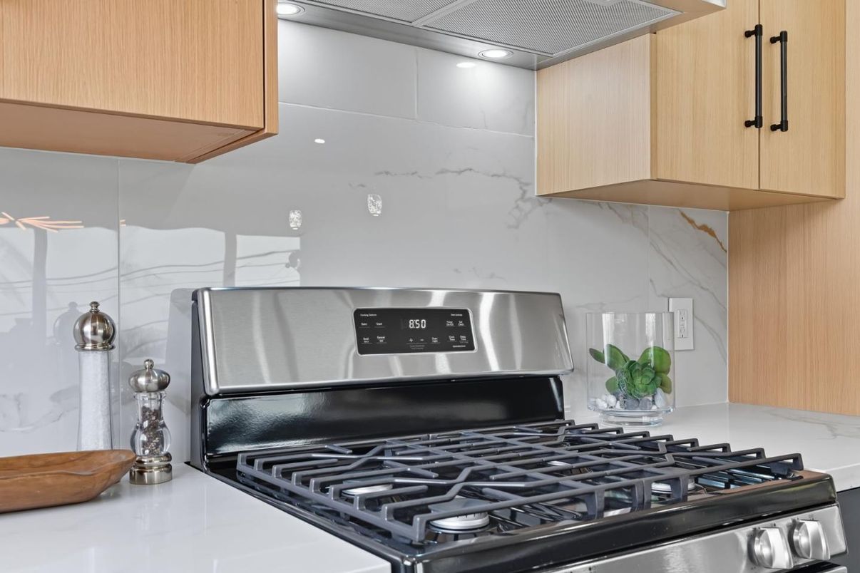 Interior, Kitchen, Marble Walls, Stainless Steel Appliances