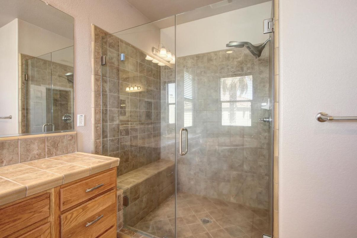 Bathroom, Glass Shower, Interior, Tile Countertops