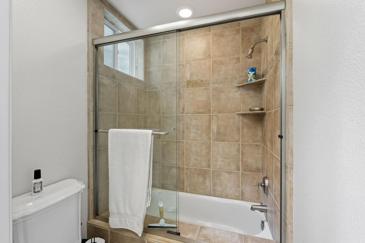 Bathroom, Glass Shower, Interior, Recessed Lighting