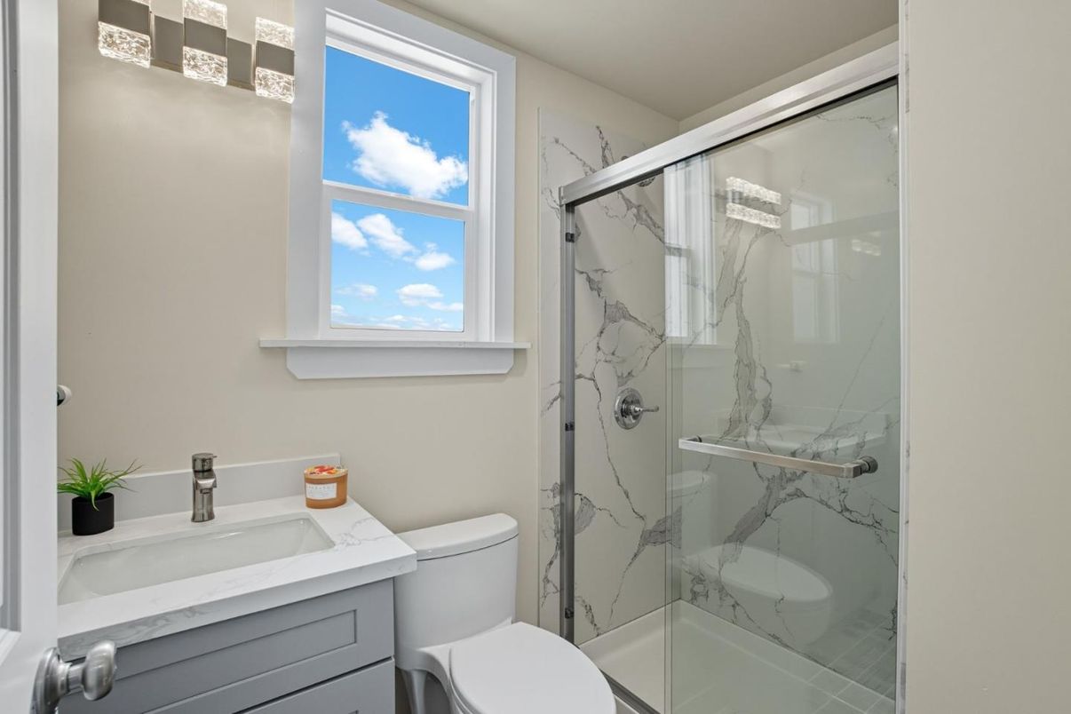 Bathroom, Glass Shower, Interior, Marble Walls