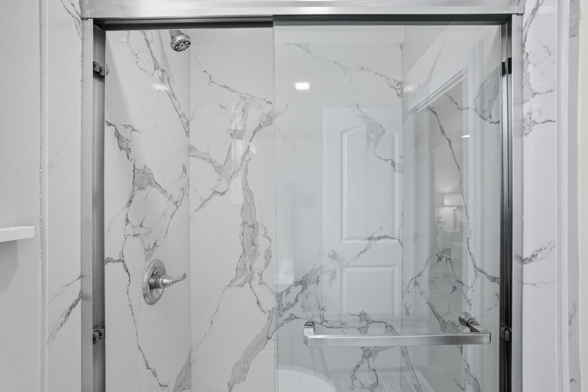 Bathroom, Glass Shower, Interior, Marble Walls