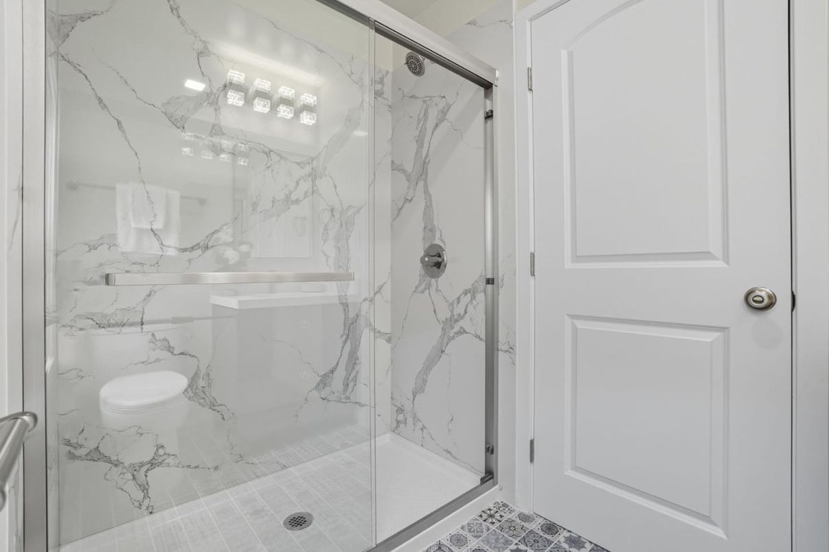 Bathroom, Glass Shower, Interior, Marble Walls