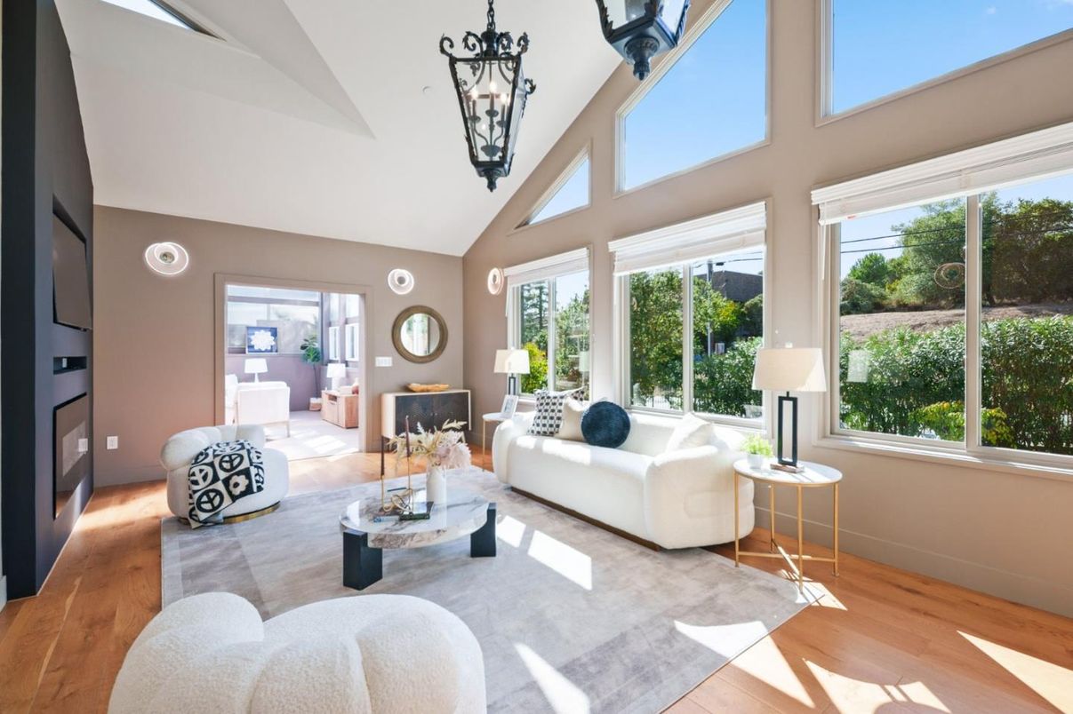 Fireplace, Interior, Living room, Sun Room, Wood Texture Flooring