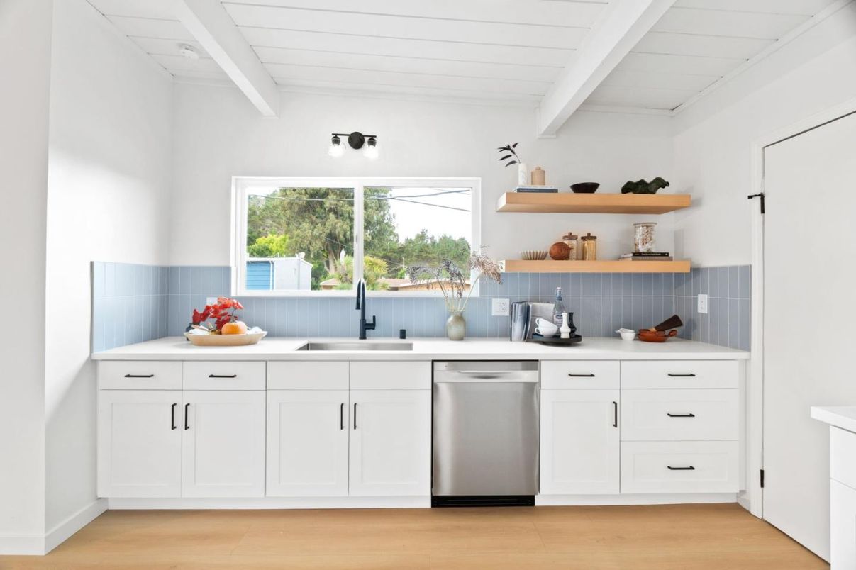 Interior, Kitchen, Stainless Steel Appliances, Wood Texture Flooring