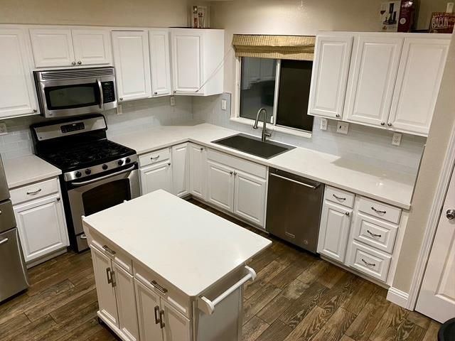 Interior, Kitchen, Stainless Steel Appliances, Wood Texture Flooring