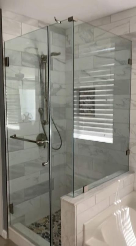 Bathroom, Glass Shower, Interior, Marble Walls