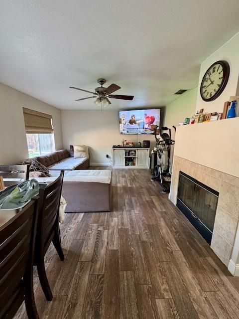 Fireplace, Interior, Living room, Wood Texture Flooring