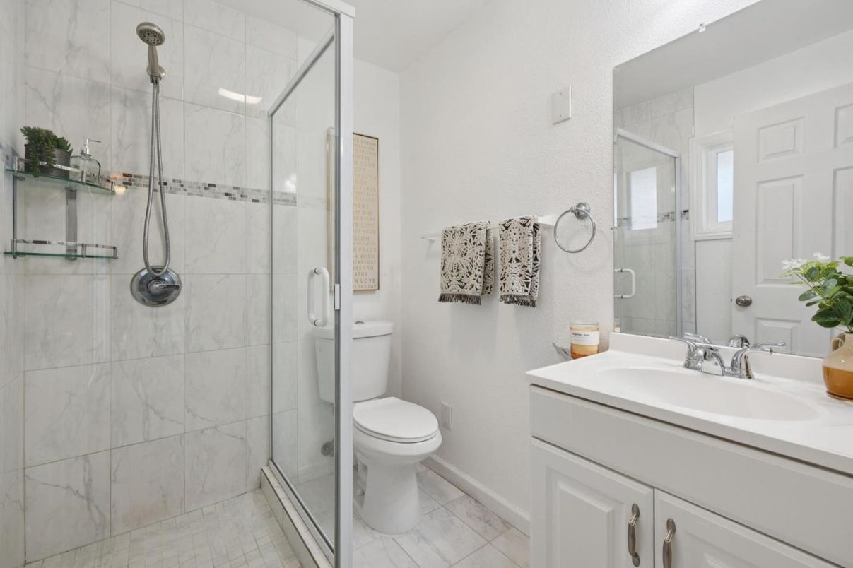 Bathroom, Glass Shower, Interior, Marble Walls