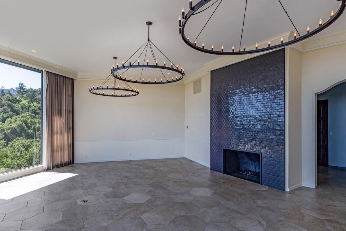 Empty room, Fireplace, Interior, Pendant Lights