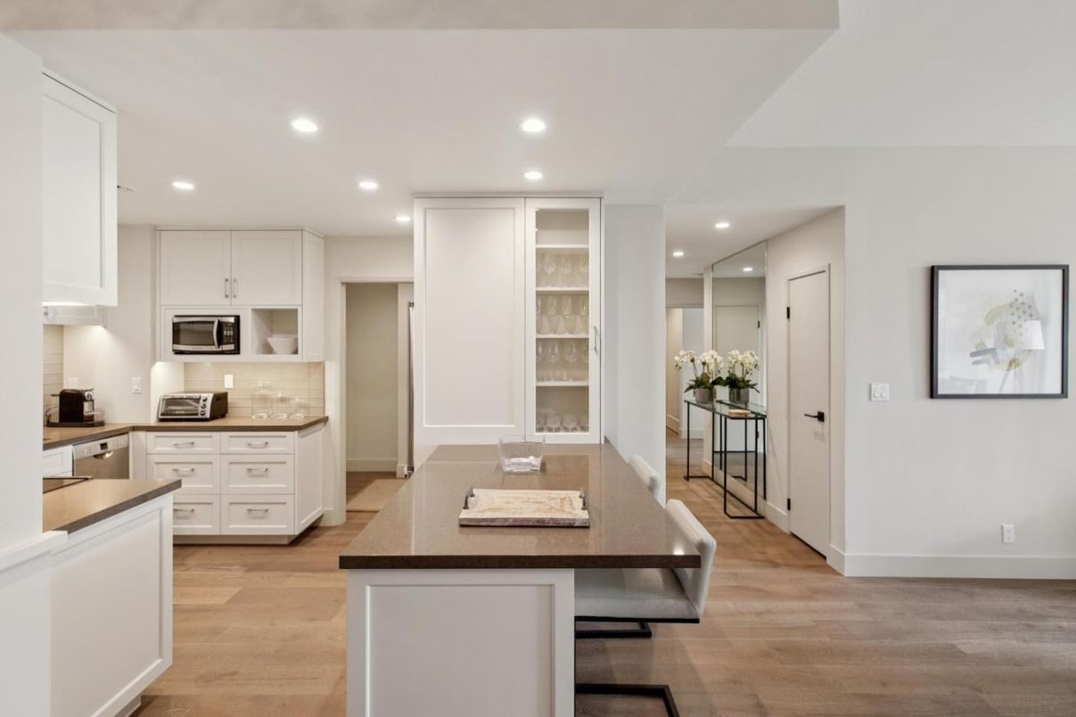 Interior, Kitchen, Recessed Lighting, Wood Texture Flooring