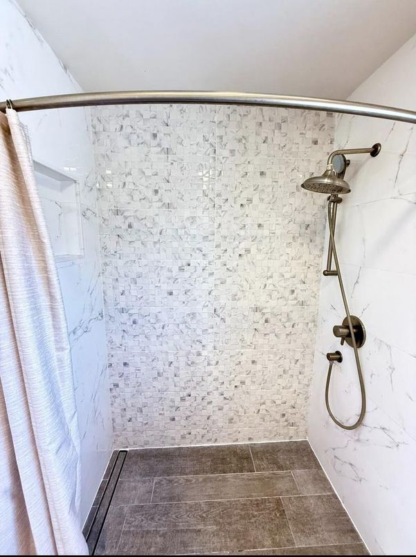 Bathroom, Glass Shower, Interior, Marble Walls