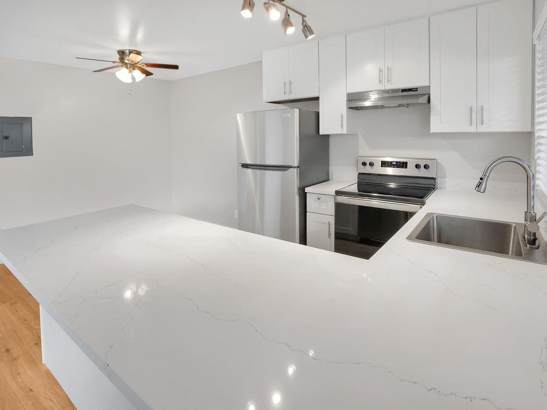Interior, Kitchen, Stainless Steel Appliances, Wood Texture Flooring