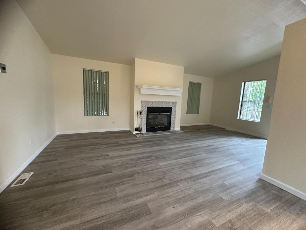 Empty room, Fireplace, Interior, Wood Texture Flooring