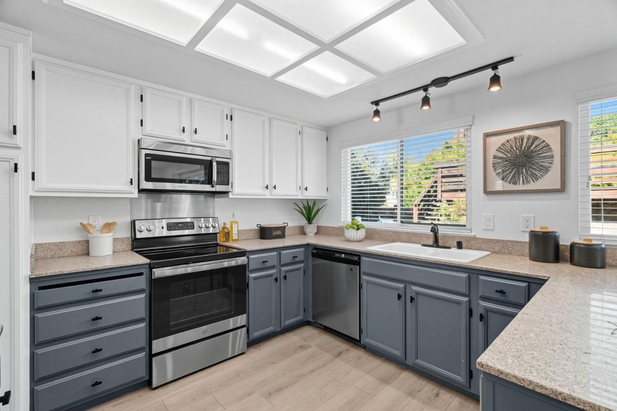 Interior, Kitchen, Stainless Steel Appliances, Wood Texture Flooring