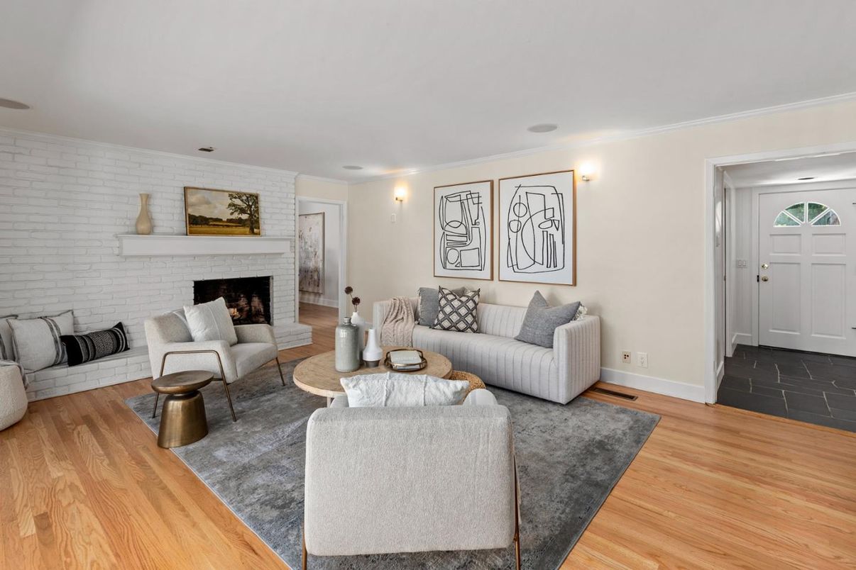 Fireplace, Interior, Living room, Stone Walls, Wood Texture Flooring