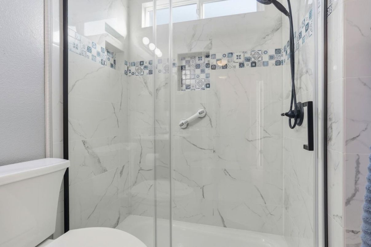 Bathroom, Glass Shower, Interior, Marble Walls